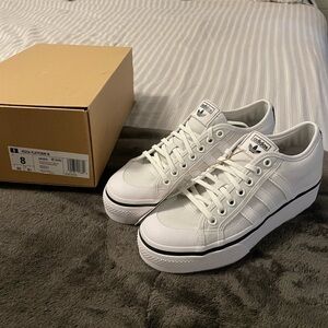 Adidas Nizza White Platform Sneakers